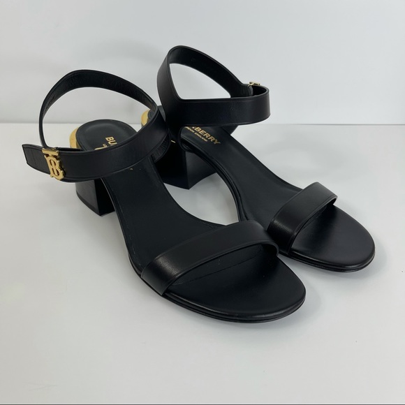 Burberry | Shoes | Burberry Monogram Motif Leather Blockheel Sandals | Poshmark